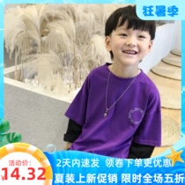 Boy long sleeve T-shirt 2021 new childrens clothing spring autumn season children fake two undershirt baby foreign air blouses