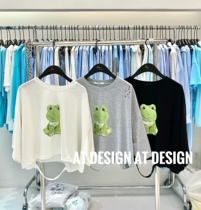 AT Korea 2021 summer new cute little frog top loose hole short quarter sleeve T-shirt female 56565