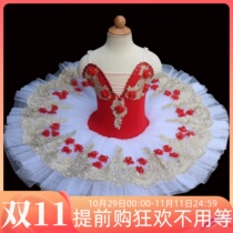 New childrens flower fairy professional ballet skirt childrens big red swan lake fluffy yarn TUTU skirt performance clothes