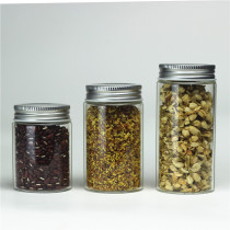 New product Large-capacity glass sealed jar Tea snack candy jar Flower tea wolfberry bottle transparent 200 ml