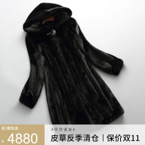 Mink fur coat women winter 2021 new imported mink coat womens hat black mink womens short