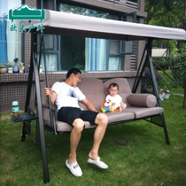 Outdoor swing rocking chair courtyard villa terrace hanging chair anticorrosive wood woven rattan wrought iron hanging chair garden courtyard swing bed