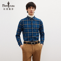 Bjørn Löfven spring new mens shirt business casual long sleeve commuter to work large check top