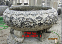 Stone carving fish tank Flower pot Courtyard stone cylinder Bluestone stone basin Antique stone lotus cylinder Outdoor stone sink fish ornaments