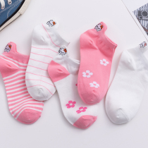 Teenage Pink Boat Socks Woman Shallow Mouth Hello Kitty Pure Cotton Summer Thin cute short barrel socks with low help