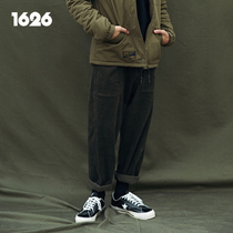 Smokinglife 1626 trend Japanese retro trousers men large patch bag straight downlight core velvet tide overalls women