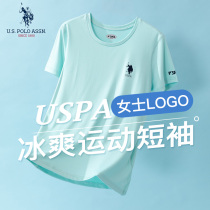 U S POLO ASSN ladies summer cool embroidery trend sports round neck short sleeve T-shirt female summer