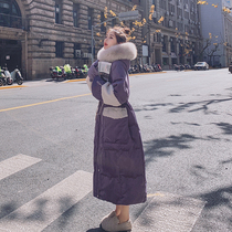 Down cotton-padded womens long 2021 Winter new Korean version of over-the-knee ins tide corduroy padded coat