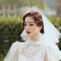 Dream Yao bride 2020 new round crown handmade silver church wedding location wedding tiara Korean wedding crown