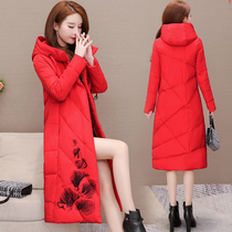 Cotton coat women's autumn 2019 new Korean version of long padded warm light hooded down cotton-padded jacket cotton-padded jacket