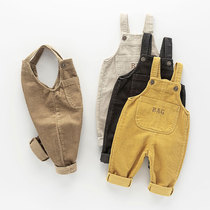 Strap pants baby female spring and autumn baby children corduroy pants thin foreign men can open the stall baby jumpsuit