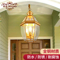 European all-copper chandelier outdoor waterproof courtyard lamp outdoor Villa Garden foyer balcony sun room pavilion chandelier