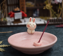 Spot Seto burn Japanese hand made cute rabbit incense plug line incense incense pan incense burner decoration
