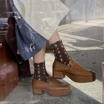 LET ME SEE idyllic small flower stockings with Mary Jane small leather shoes cotton socks autumn and winter stockings women