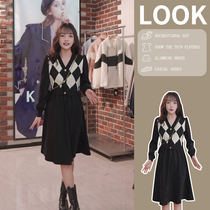 Autumn - dress diamond knitted dress 2022 - winter new undercover with a coat Heben wind black dress