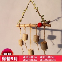 Creative handmade natural wall hanging natural dried branches pine cone round wood chip rattan pendant Christmas decoration pine cone Lotus