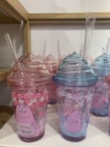 MINISO famous and creative products Cherry blossom series Baba Dad straw water injection cup Cute girl white-collar handy cup