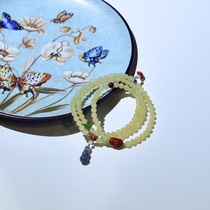 (Support re-inspection) Xishi Xinjiang Hetian Jade yellow jade multi-circle 108 beads chain necklace hanging chain jade bracelet