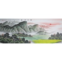 The Golden Chinese painting landscape painting is full of mountains and waterless backers.