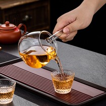 Side handpiece glass gown tea leak set tea divider tea pouring device single transparent tea cup handmade Gong Tea Cup