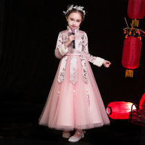 Chinese style Childrens dress Velvet thickened Girls Cheongsam Little girl Hanfu Childrens Tang Dress Hanfu New Years dress Winter