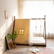 Nordic Solid Wood Childrens Bed Boy Single Girl Princess Bed 1 m 2 Cherry Wood Walnuts Creative Kid Short Bed