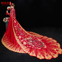 Show and suit 2021 New bride high-end Fengguan Xia is remarried with a great tug of Chinese wedding gown winter