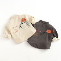 Baby plus velvet shirt 0-1-2-3-4 year old boy Korean cardigan baby Autumn thin velvet jacket children winter clothes