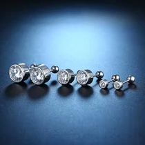 Single-drill bubble screws male and female couples ear accessories pure silver cochlear hyperbole unique trendy free of water drill earbone