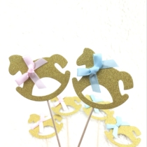 Baking Cake Decoration Carousel Pink Blue Bow Tie Birthday Cake Decoration Inserts