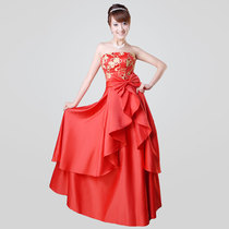 Millennium Bride Red bride toast wedding dress evening dress long dress cheongsam AJL001