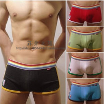 1 bar for men pure cotton flat corner underpants rainbow edge sports version Sexy comfort four-corner pants male shorts