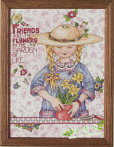 Cross stitch kit French DMC embroidery flower friend love flower little girl