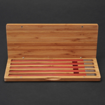 NEWREA New Sharp Leaves Purple Sandalwood Chopsticks Square Head Stainless Steel Cutlery Suit