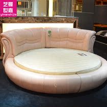  Yiman Sega leather art round bed double bed fashion wedding bed leather bed European princess bed 2 meters leather bed Y121