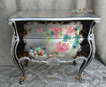 New Chinese classical furniture hand-drawn furniture silver foil furniture silver foil porch locker two-cupboard display cabinet