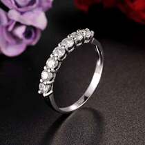 Half circle diamond set Mo Sang diamond jewelry K gold custom female Mo Sang ring personality trend tail ring with ring