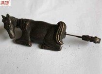 Ancient bronze sculpture Chinese imitation antique bronze lock padlock collection interesting bronze lock big zodiac horse lock YRM068