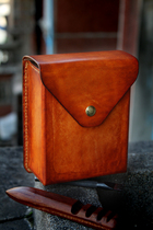 Vegetable tanned leather waist bag first layer cowhide handmade bag tree cream leather retro military mens bag pure leather leather cigarette case