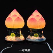 Ceramic hand color lotus lamp for Buddha lamp 7 inch Pauline lamp Buddhist hall supplies handicraft home decoration ornaments