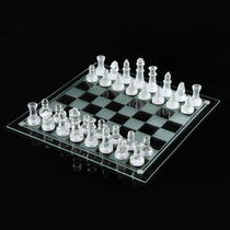 Exquisite high-end glass chess Crystal large glass board 35CM glass chess piece King 7 6 interior