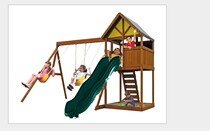 Childrens wooden slide kindergarten outdoor large wooden swing combination slide climbing net non-standard equipment customization