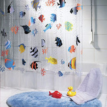PEVA transparent cartoon underwater world shower curtain waterproof toilet curtain bathroom curtain partition curtain