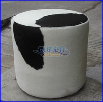 Cowskin small round stool Fur low stool shoe stool Sofa foot makeup stool round pier can be customized