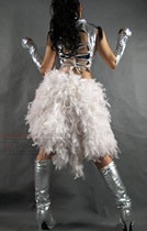 Nightclub bar Sexy feather tail DS female singer atmospheric stage performance suit Tutu fluffy collar dance suit