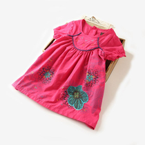 European and American big childrens clothing girl baby short sleeve dress flower cotton patch princess skirt Summer 2-7 years old