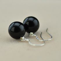 925 sterling silver natural black agate earrings womens retro original ethnic style handmade silver holiday gift