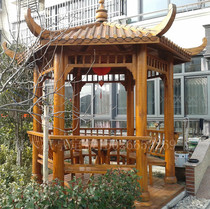 Anticorrosive wood gazebo Outdoor gazebo courtyard leisure gazebo Anticorrosive wood hexagonal pavilion Custom solid wood gazebo