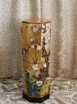 New Chinese Classical Ming and Qing hand-painted furniture octagonal cabinet eight-bucket cabinet decorative cabinet locker Peony