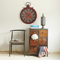 Retro - made old loft furniture old pine against back bench table chair upscale American post - modern style